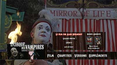 Menu 1 : CIRQUE DES VAMPIRES, LE (BLU-RAY)