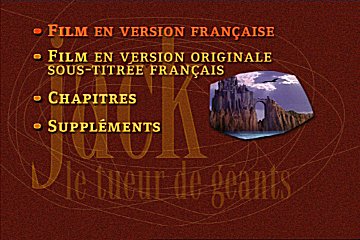 Menu 1 : JACK LE TUEUR DE GEANTS (JACK THE GIANT KILLER)